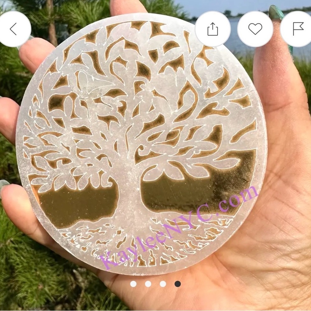 Selenite AKA Satin Spar Tree of Life Charging Plate